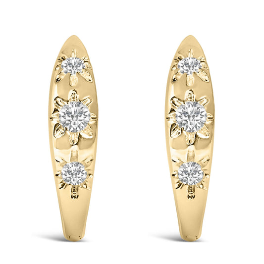 Astral Light: 10K Yellow Gold 1/5 CTW Celestial Huggie Earrings