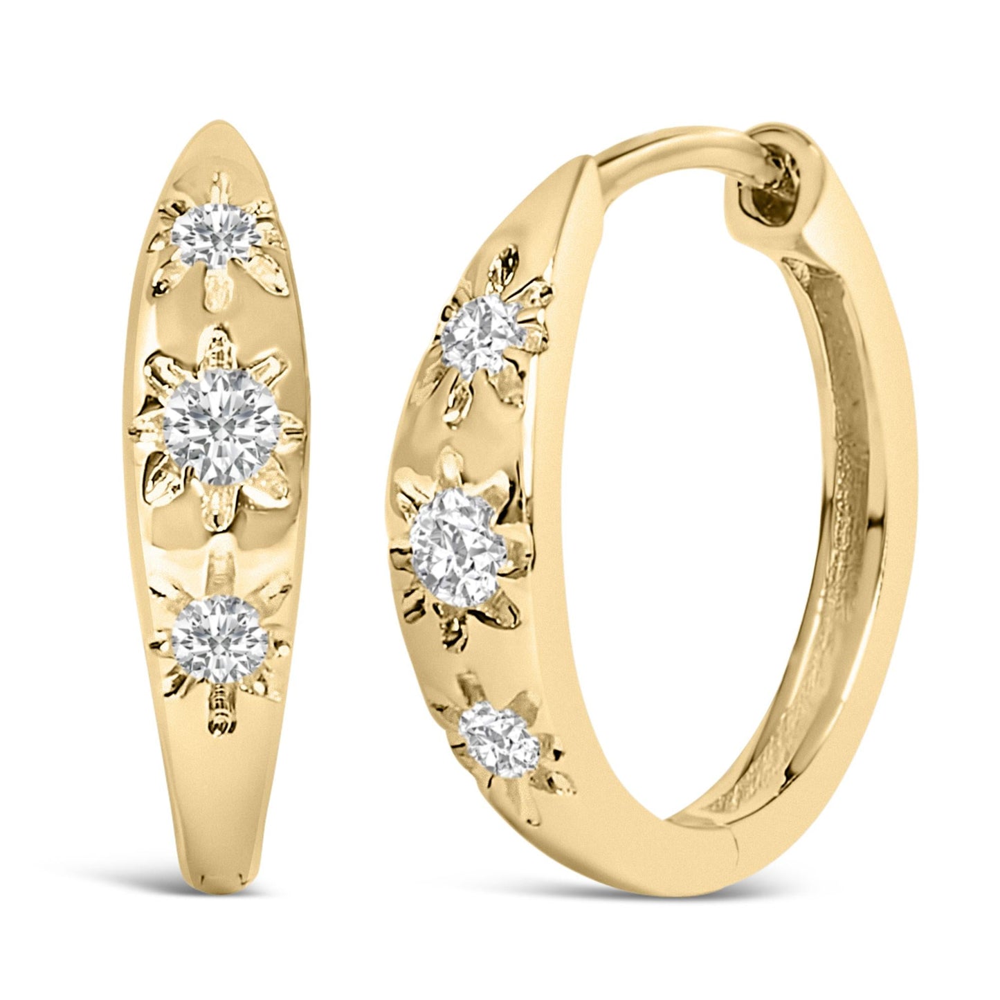 Astral Light: 10K Yellow Gold 1/5 CTW Celestial Huggie Earrings