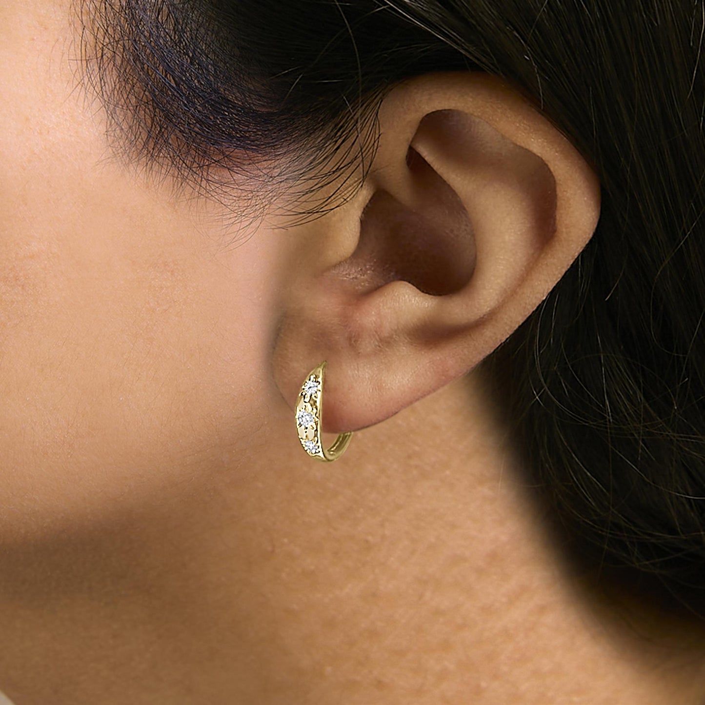 Astral Light: 10K Yellow Gold 1/5 CTW Celestial Huggie Earrings