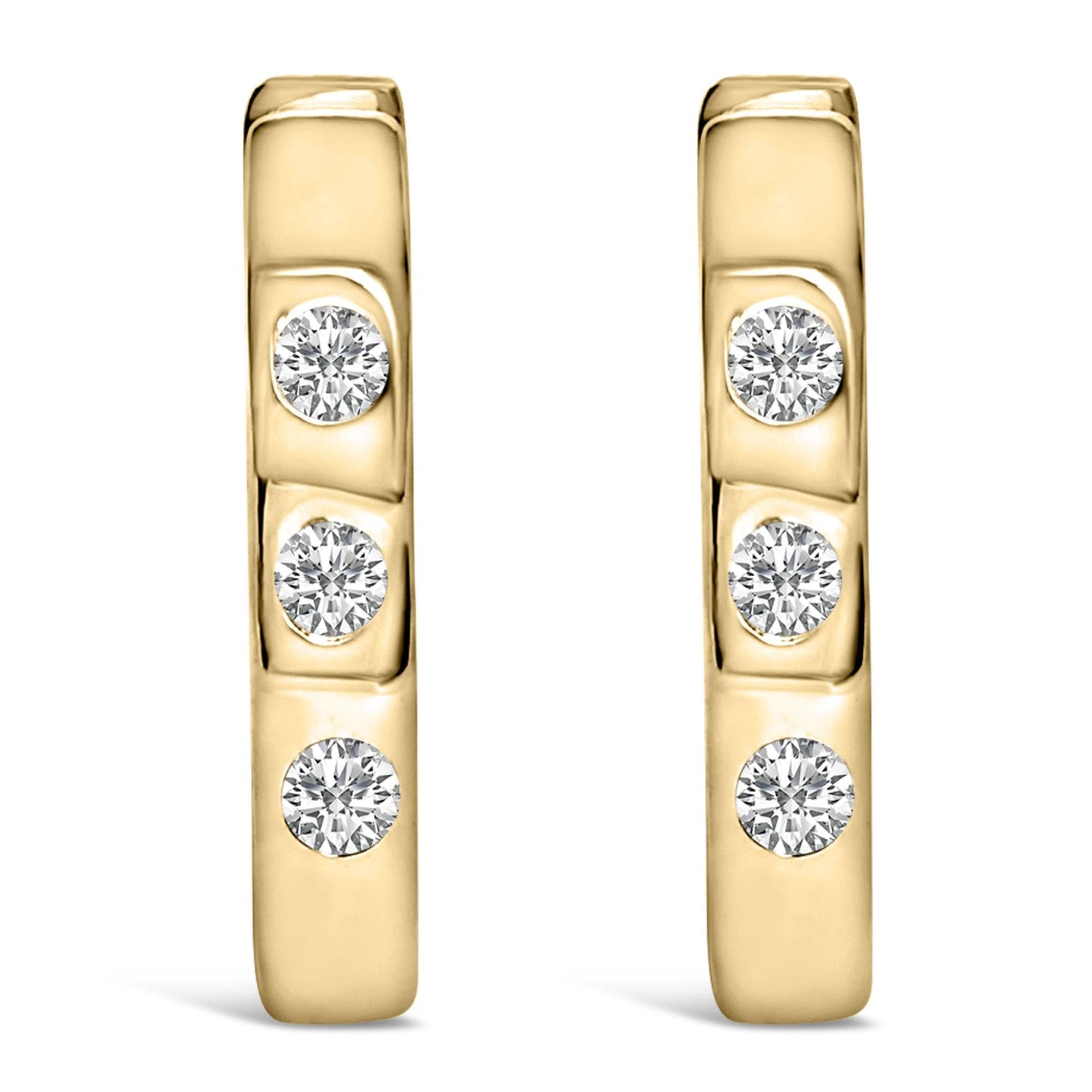 Classic Trio: 10K Yellow Gold Flush-Set Oval Huggie Earrings