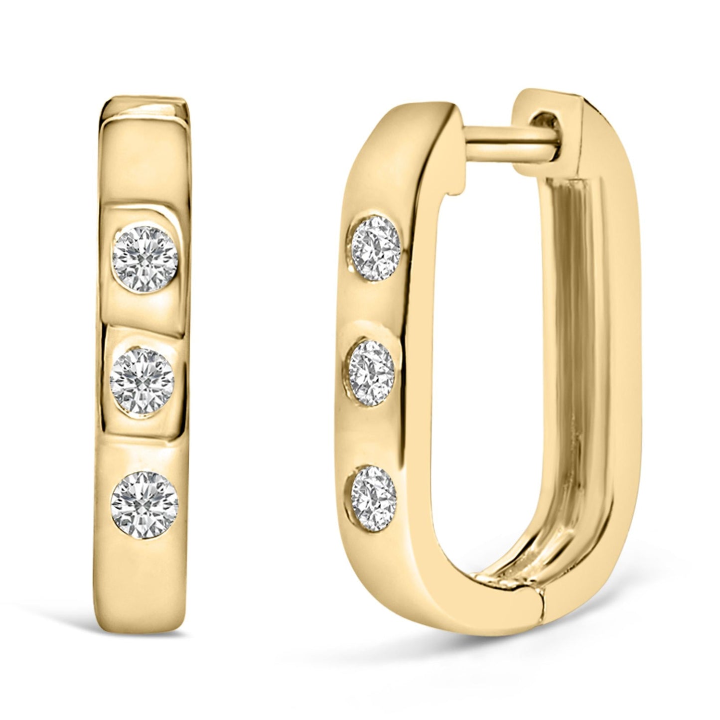 Classic Trio: 10K Yellow Gold Flush-Set Oval Huggie Earrings