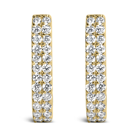 The Boulevard: 10K Gold Double-Row Lab Diamond Huggies