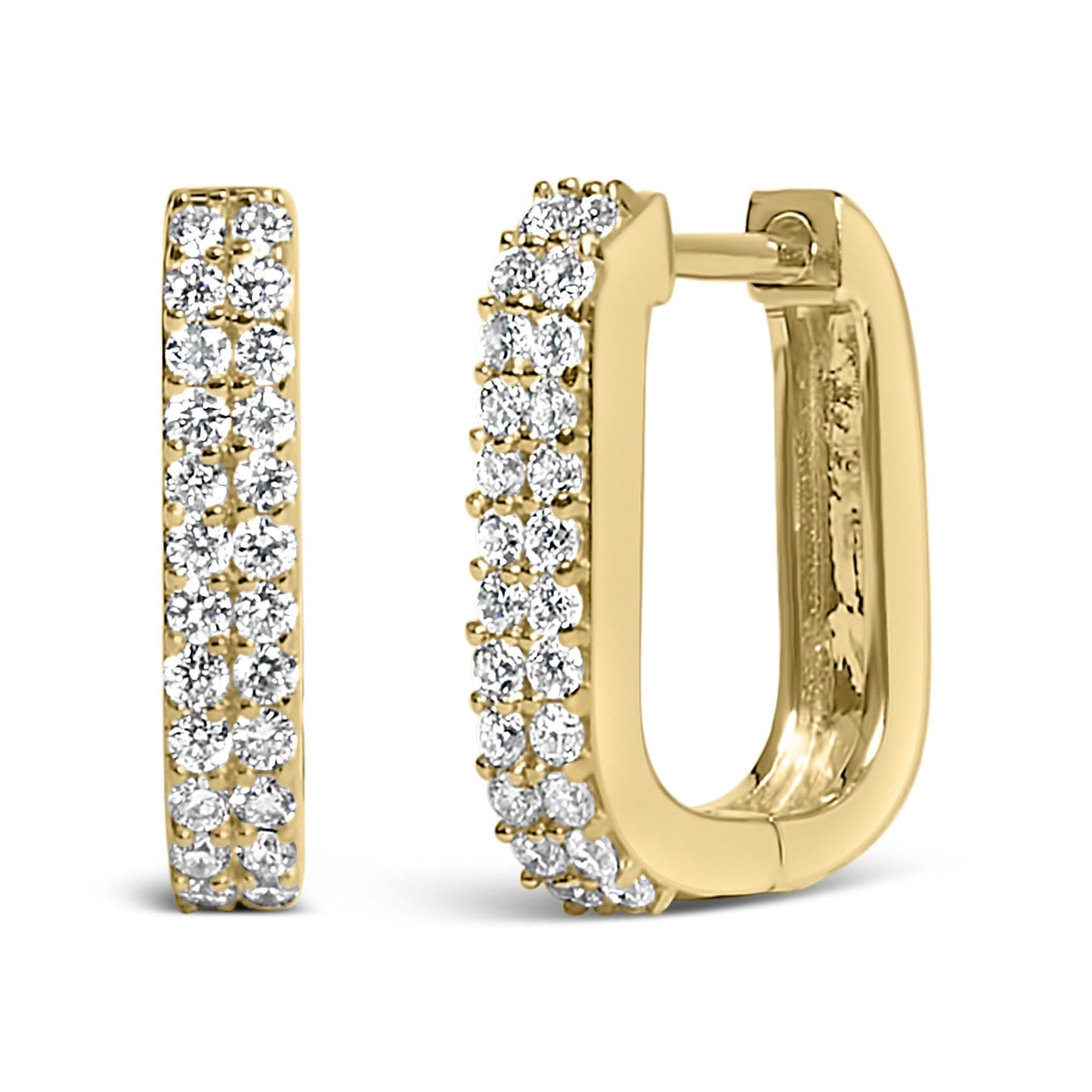 The Boulevard: 10K Gold Double-Row Lab Diamond Huggies