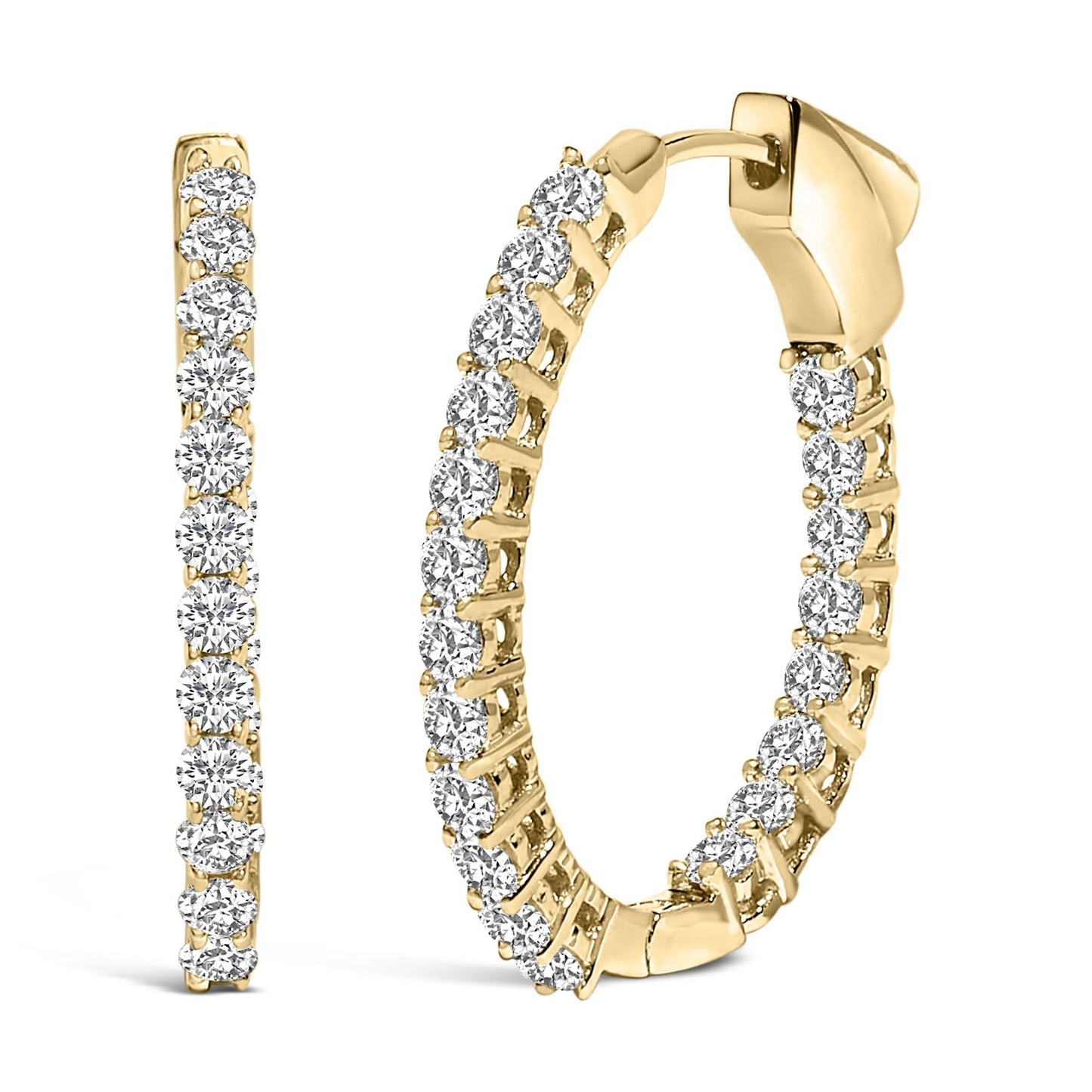 The Riviera Hoops: 14K Yellow Gold Elongated Diamond Clickers