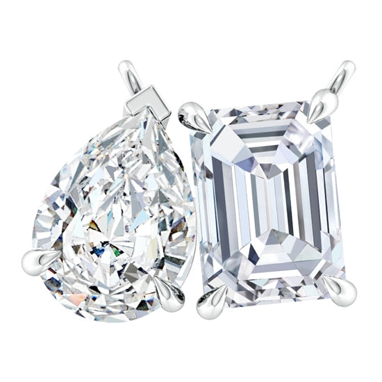 The Paradigm Duet: 14K White Gold AGI Certified Toi Et Moi Diamond Pendant