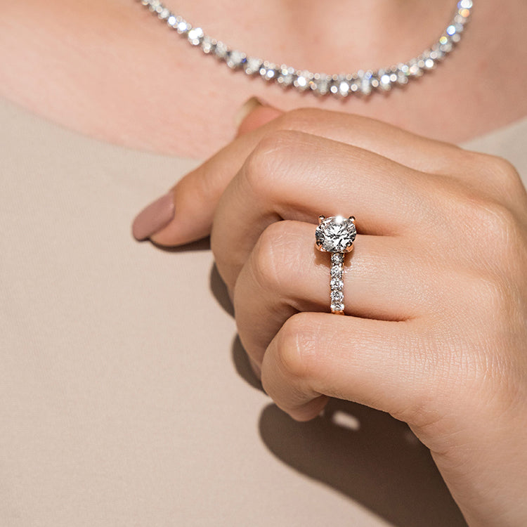 Endless Brilliance 1.00 CTW Lab Diamond Solitaire & Pavé Ring | 9K-18K Gold