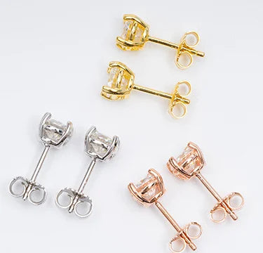 Solitaire Fire: Round Brilliant Lab Diamond Studs in 14K Gold