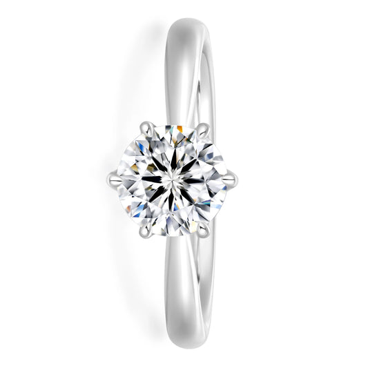 Classic Six-Prong 1 CT Round Lab Grown Diamond Solitaire | 18K Gold Engagement Ring