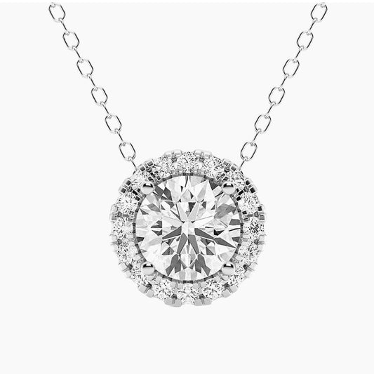 The Celestial 1.50CT Halo Lab Grown Diamond Pendant in 14K