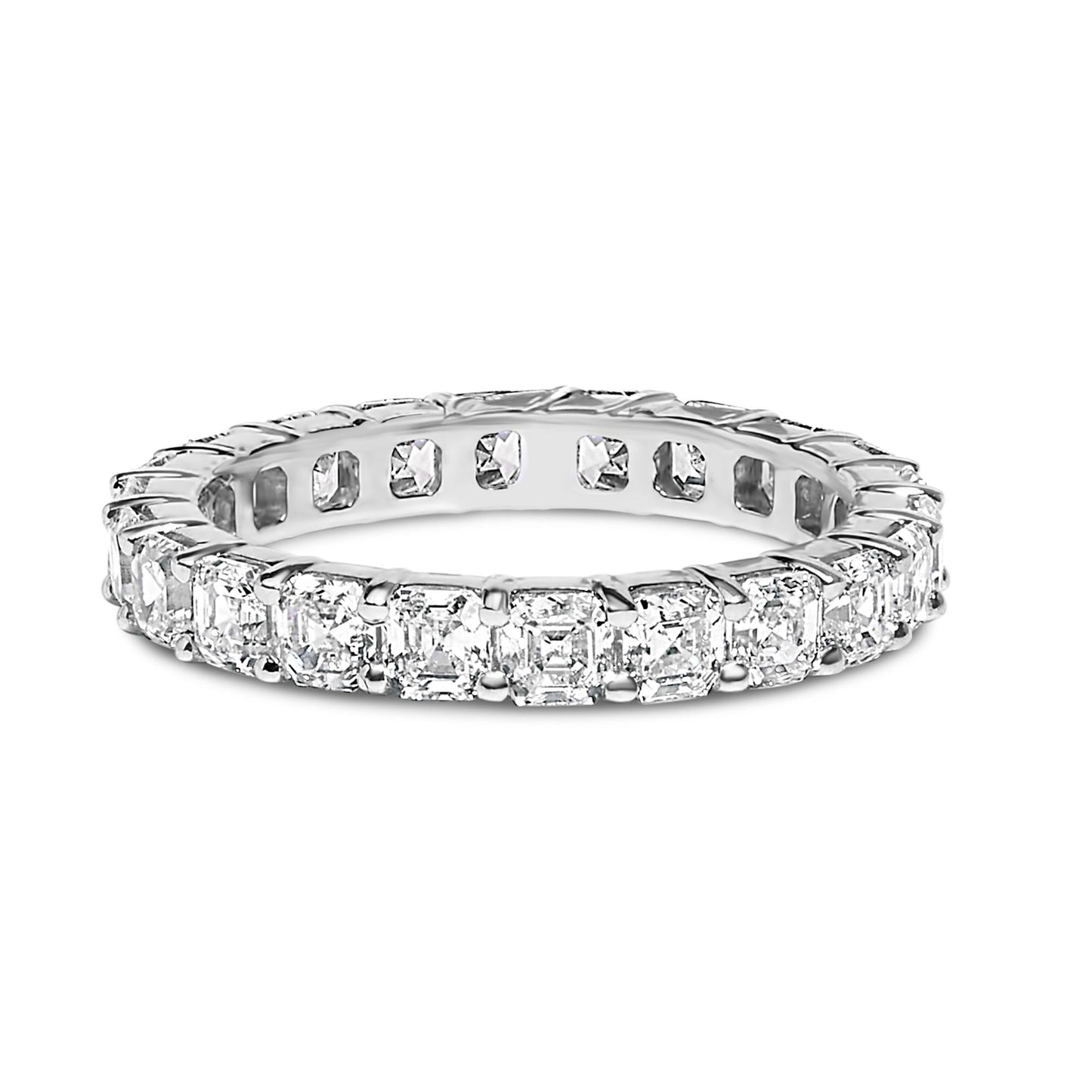 The Deco Mirror Band: 14K White Gold 2 1/3 CTW Asscher Diamond Eternity Ring