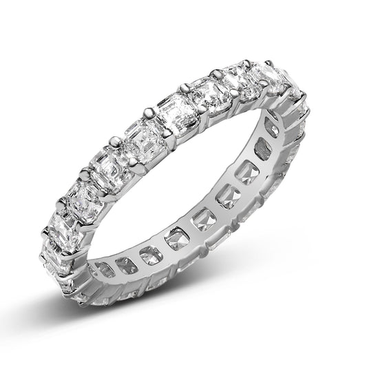 The Deco Mirror Band: 14K White Gold 2 1/3 CTW Asscher Diamond Eternity Ring