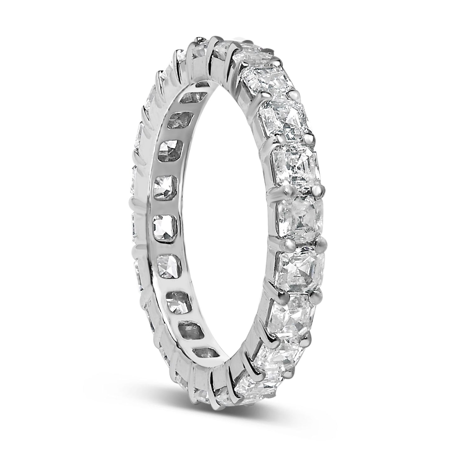The Deco Mirror Band: 14K White Gold 2 1/3 CTW Asscher Diamond Eternity Ring