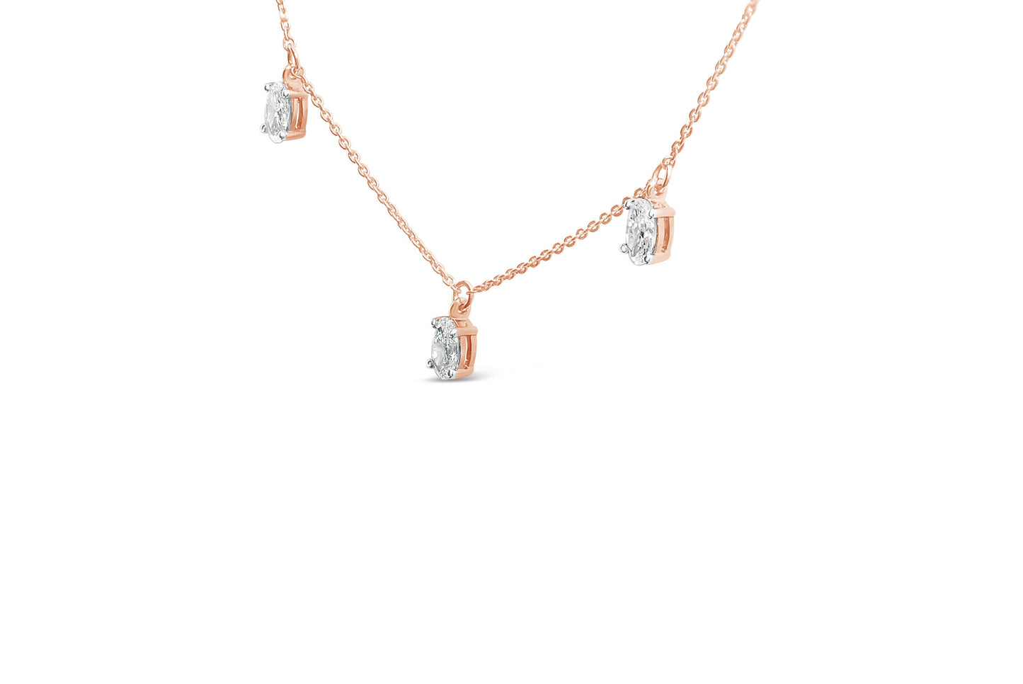 The Oval Aria: 14K Rose Gold 1 3/8 CTW Floating Diamond Station Necklace