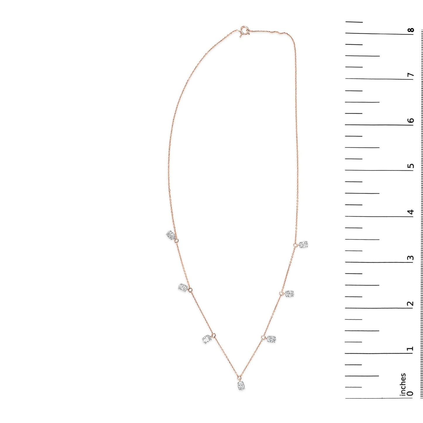 The Oval Aria: 14K Rose Gold 1 3/8 CTW Floating Diamond Station Necklace