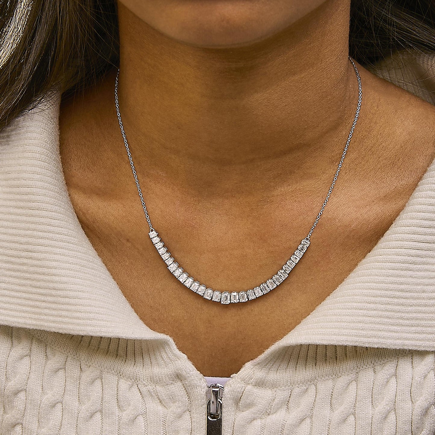 The Arden: 14K White Gold 5.00 CTW Emerald-Cut Diamond Station Necklace
