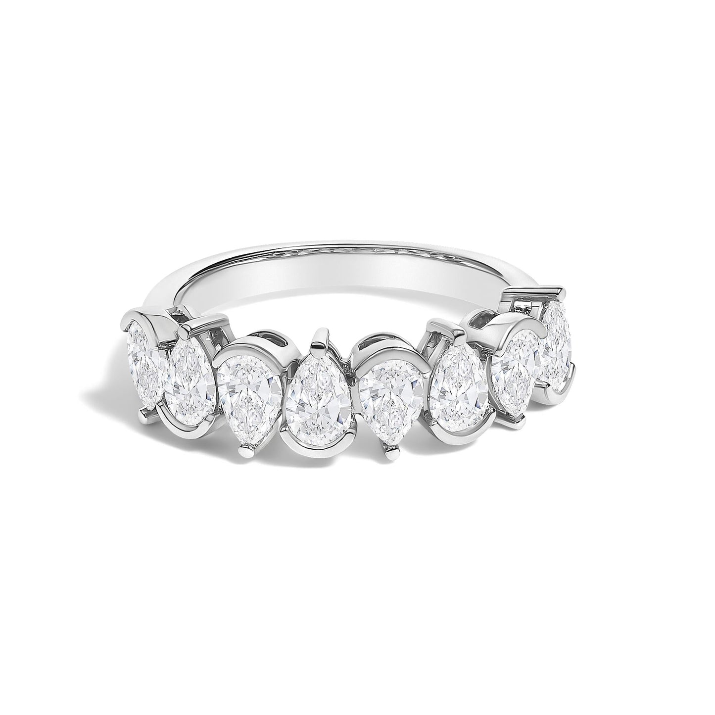 The Seraphina Band: 14K Gold 1 2/3 CTW Pear Diamond Semi-Bezel Ring
