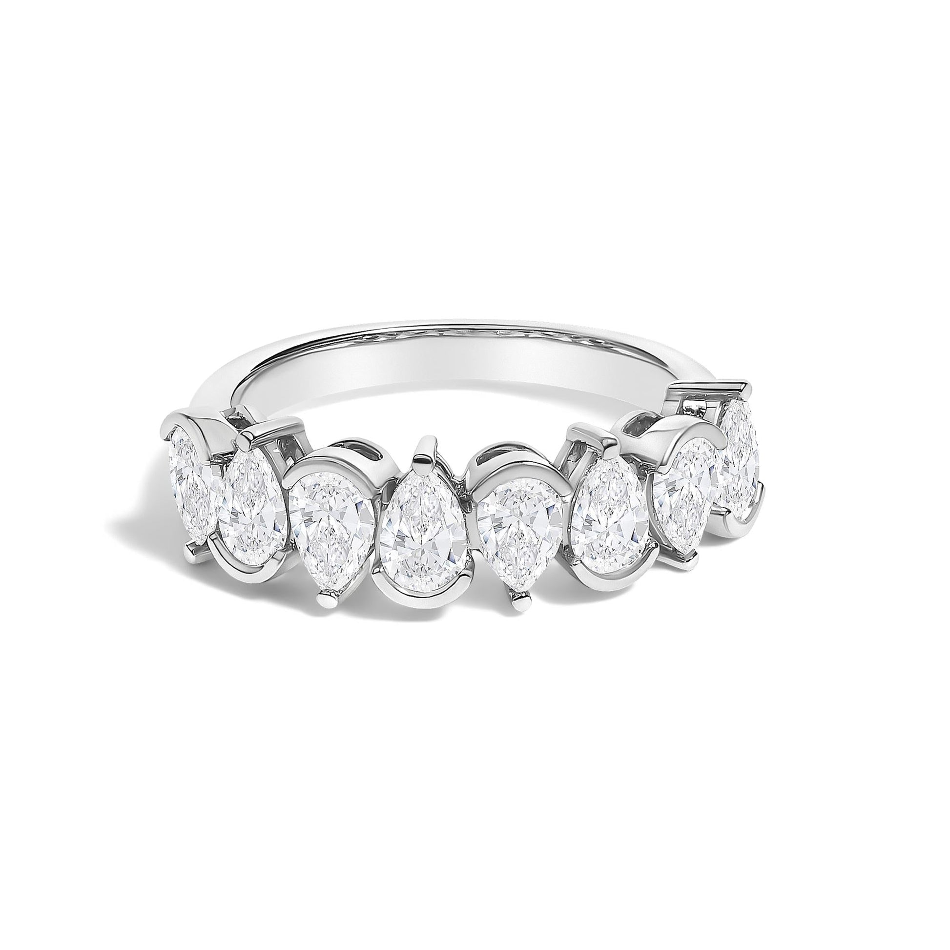 The Seraphina Band: 14K Gold 1 2/3 CTW Pear Diamond Semi-Bezel Ring - Certified Lab Grown Diamond Fine Jewelry