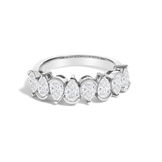 The Seraphina Band: 14K Gold 1 2/3 CTW Pear Diamond Semi-Bezel Ring