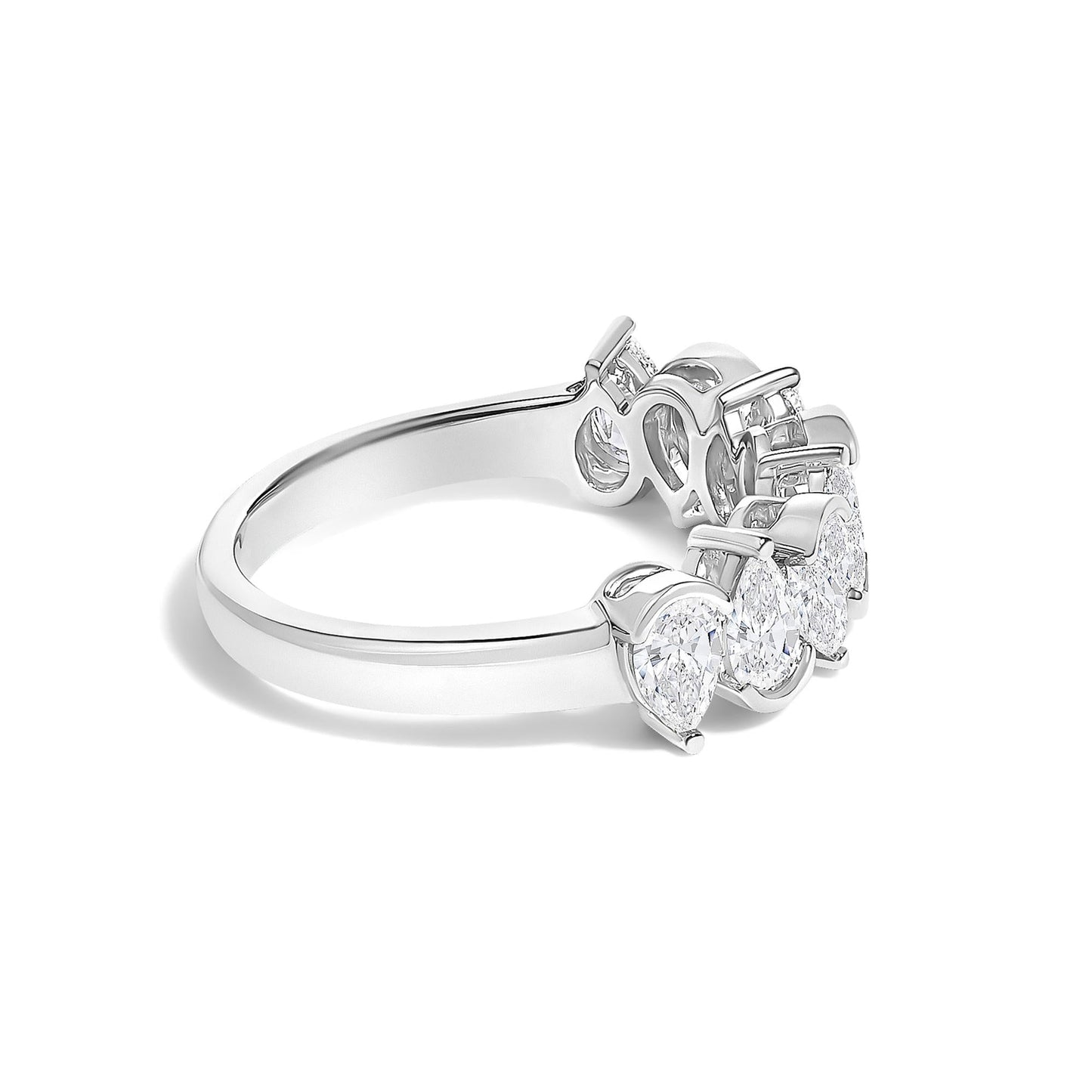 The Seraphina Band: 14K Gold 1 2/3 CTW Pear Diamond Semi-Bezel Ring