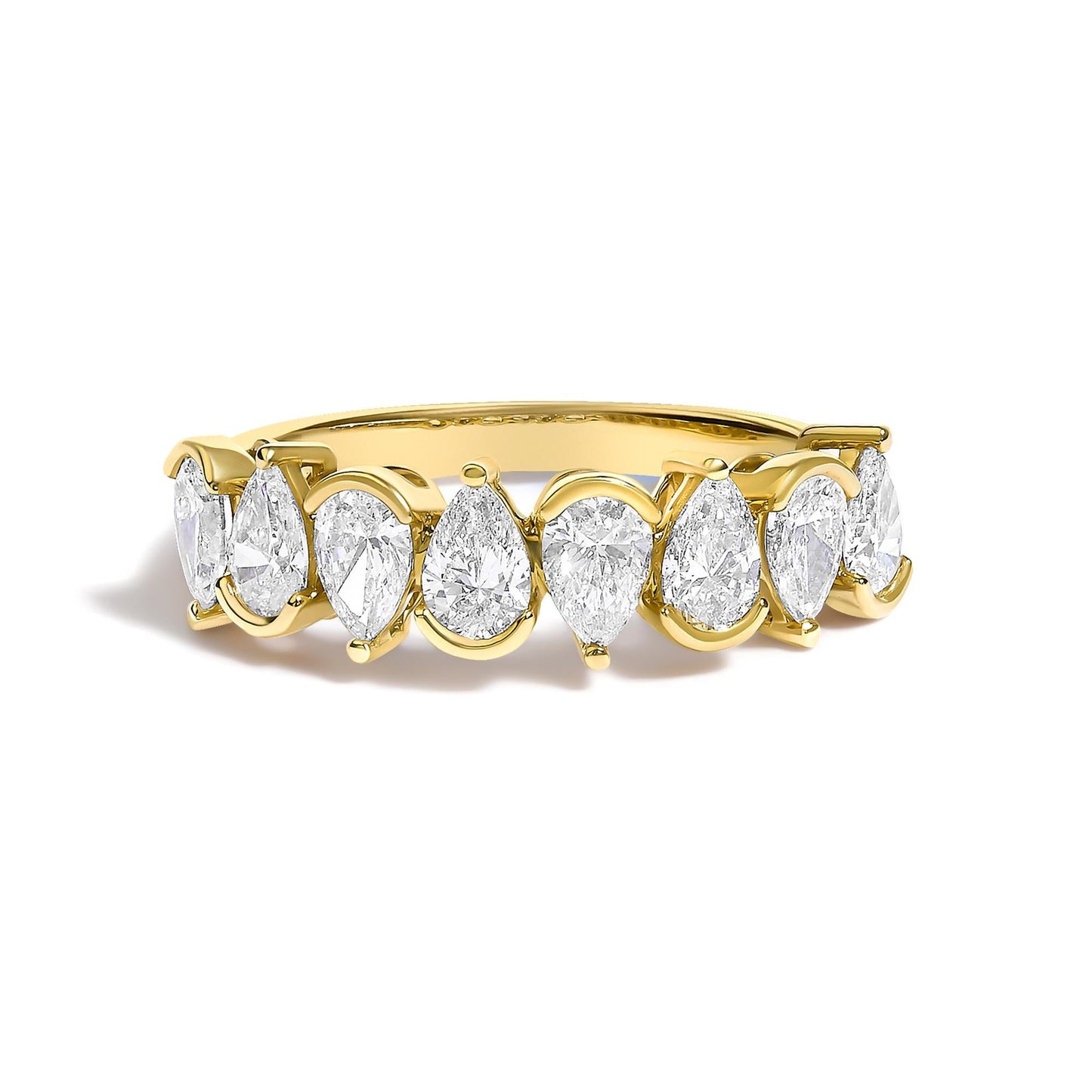 The Seraphina Band: 14K Gold 1 2/3 CTW Pear Diamond Semi-Bezel Ring
