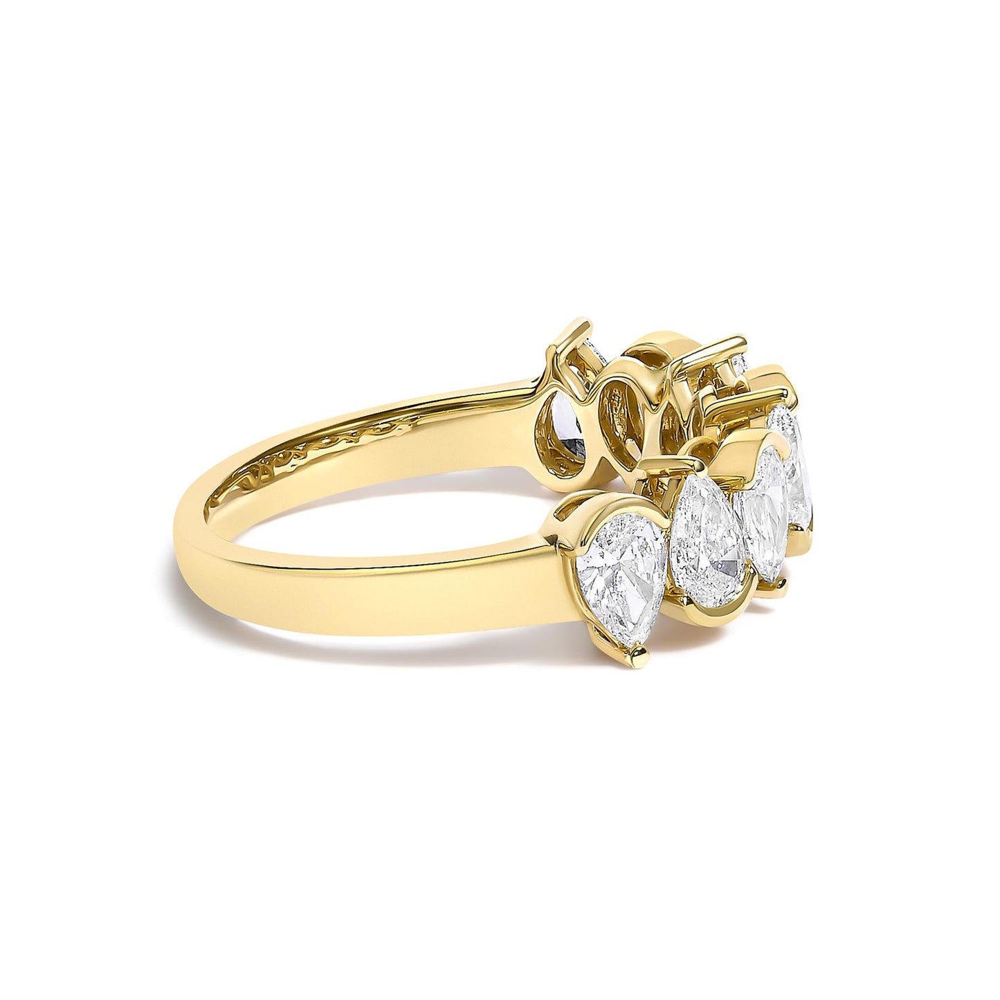 The Seraphina Band: 14K Gold 1 2/3 CTW Pear Diamond Semi-Bezel Ring
