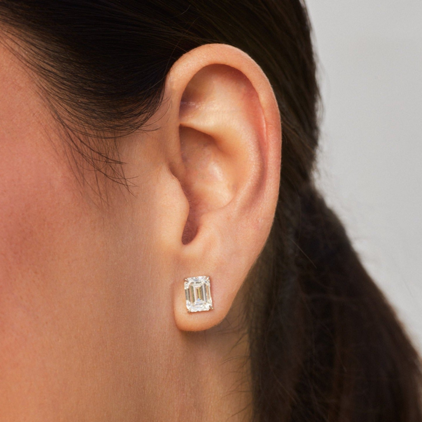 The Windsor: 14K White Gold Certified Emerald-Cut Diamond Studs