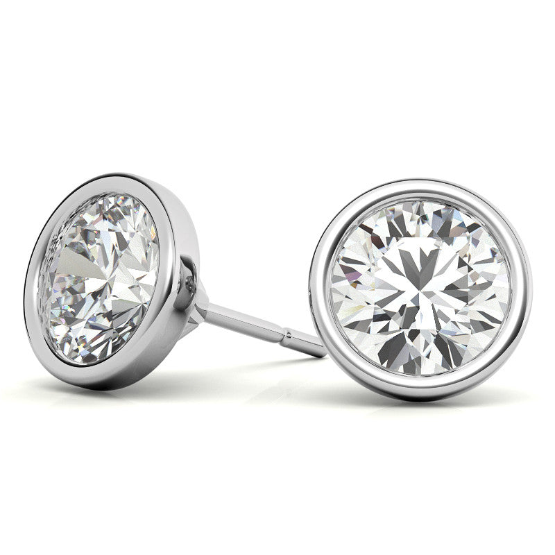 The Horizon: 14K Gold 4.00 CTW Bezel Martini Diamond Studs