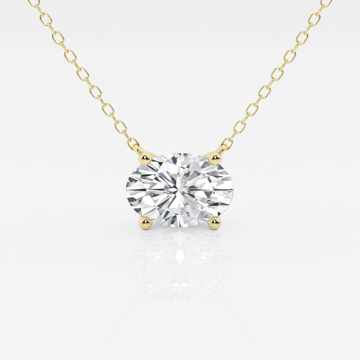 The Latitude Solitaire: 14K Gold 1.00 CTW East-West Oval Diamond Pendant