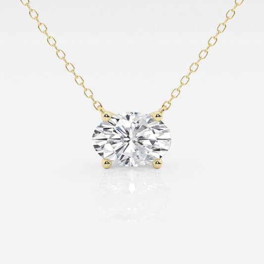 The Latitude Solitaire: 14K Gold 1.00 CTW East-West Oval Diamond Pendant