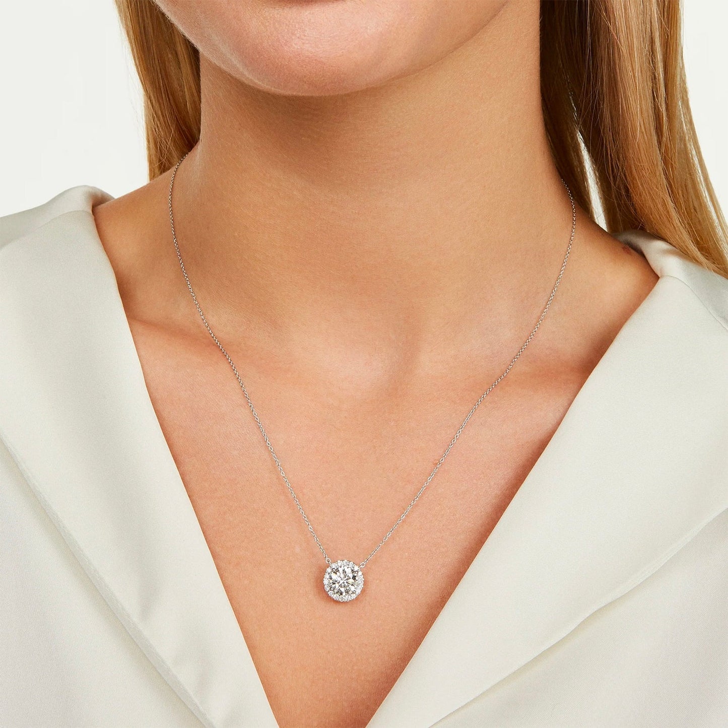 The Celestial 1.50CT Halo Lab Diamond Pendant in 14K