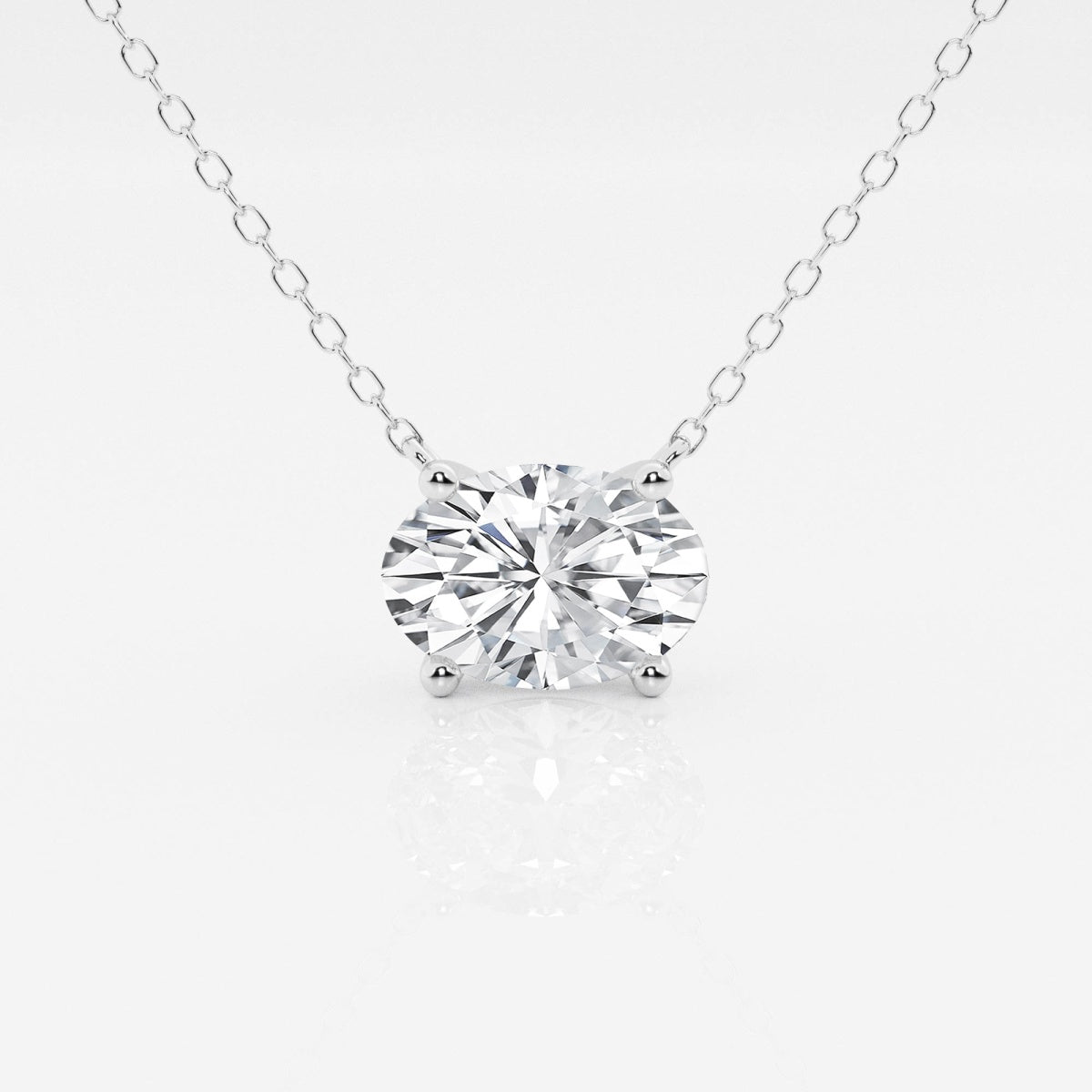 The Latitude Solitaire: 14K Gold 1.00 CTW East-West Oval Diamond Pendant