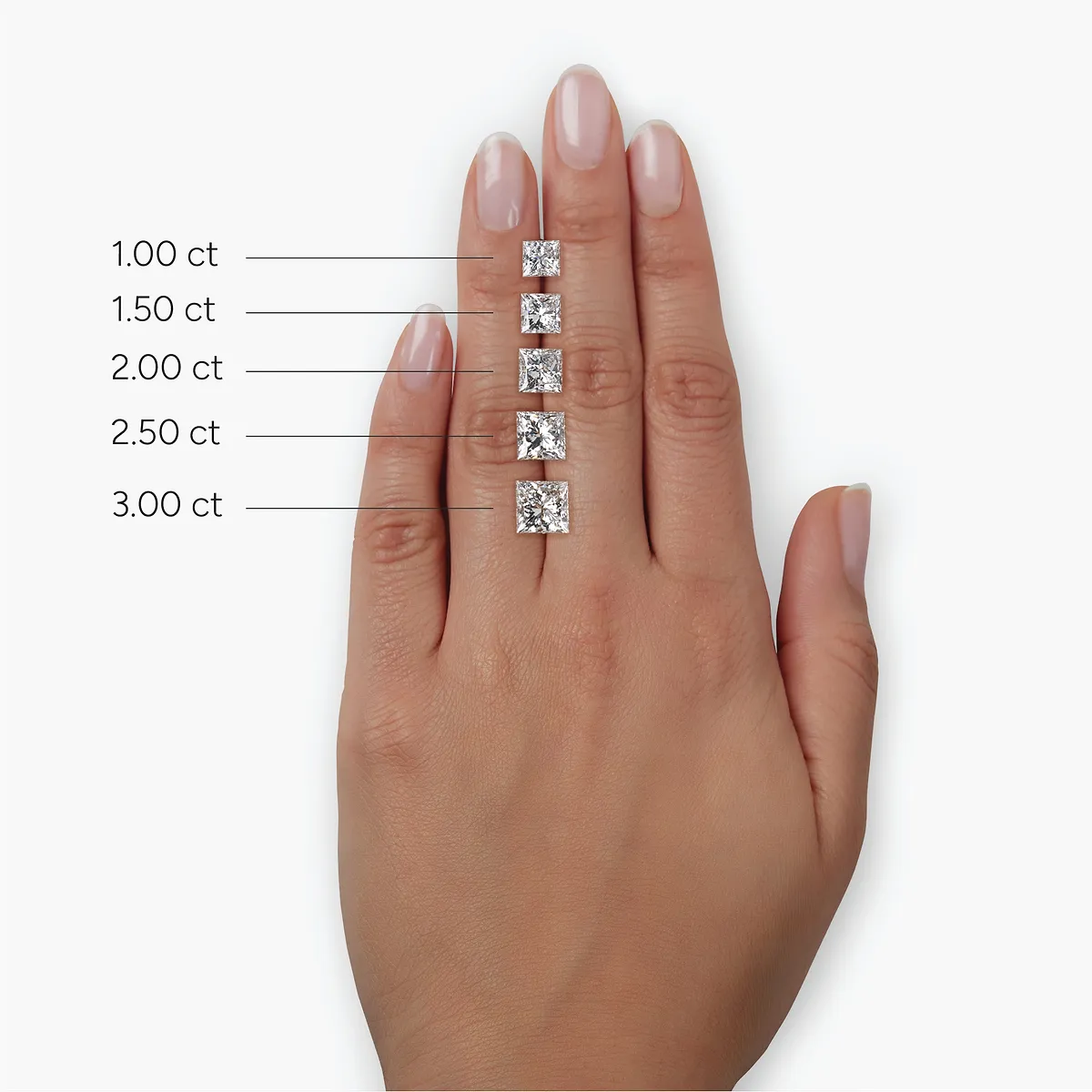 Empress Trio: 4 Carat Total Weight Princess-Cut Lab Grown Diamond Ring