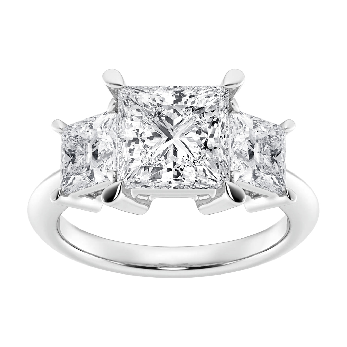 Empress Trio: 4 Carat Total Weight Princess-Cut Lab Grown Diamond Ring