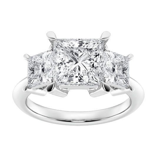Empress Trio: 4 Carat Total Weight Princess-Cut Lab Grown Diamond Ring