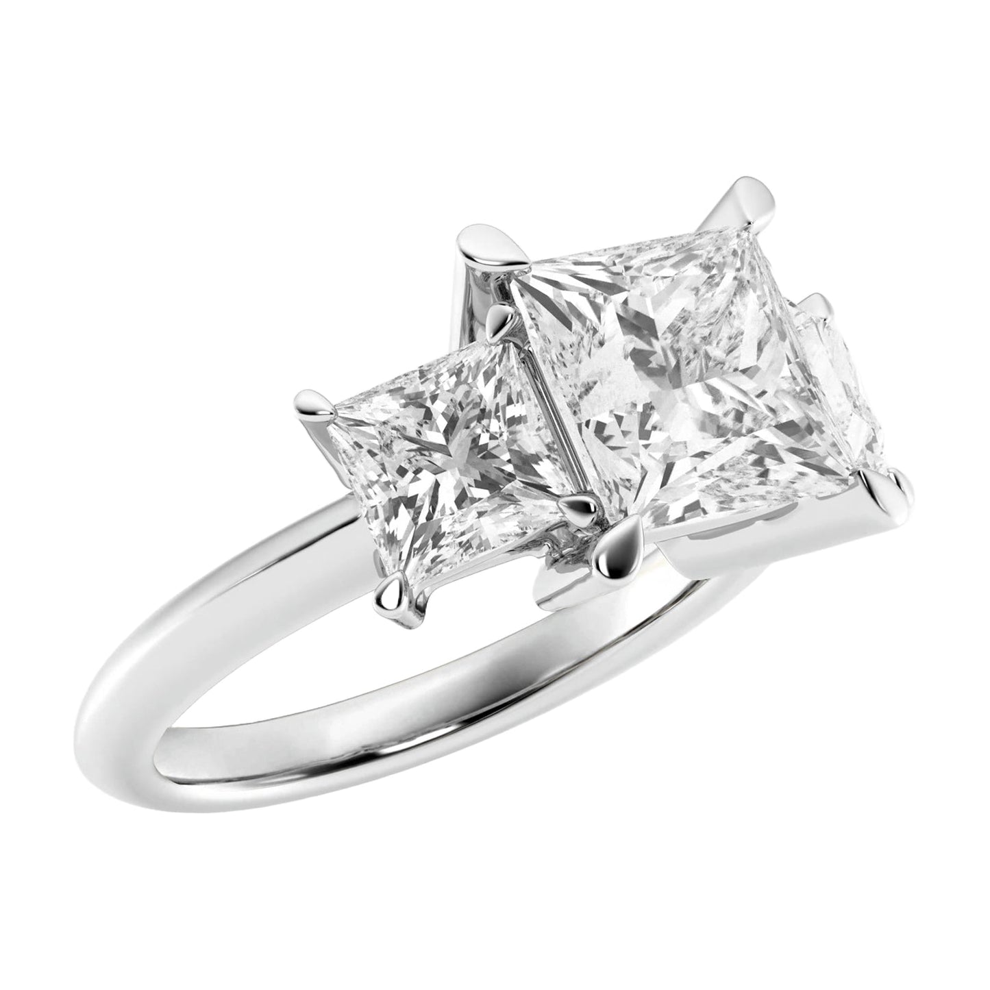 Empress Trio: 4 Carat Total Weight Princess-Cut Lab Grown Diamond Ring