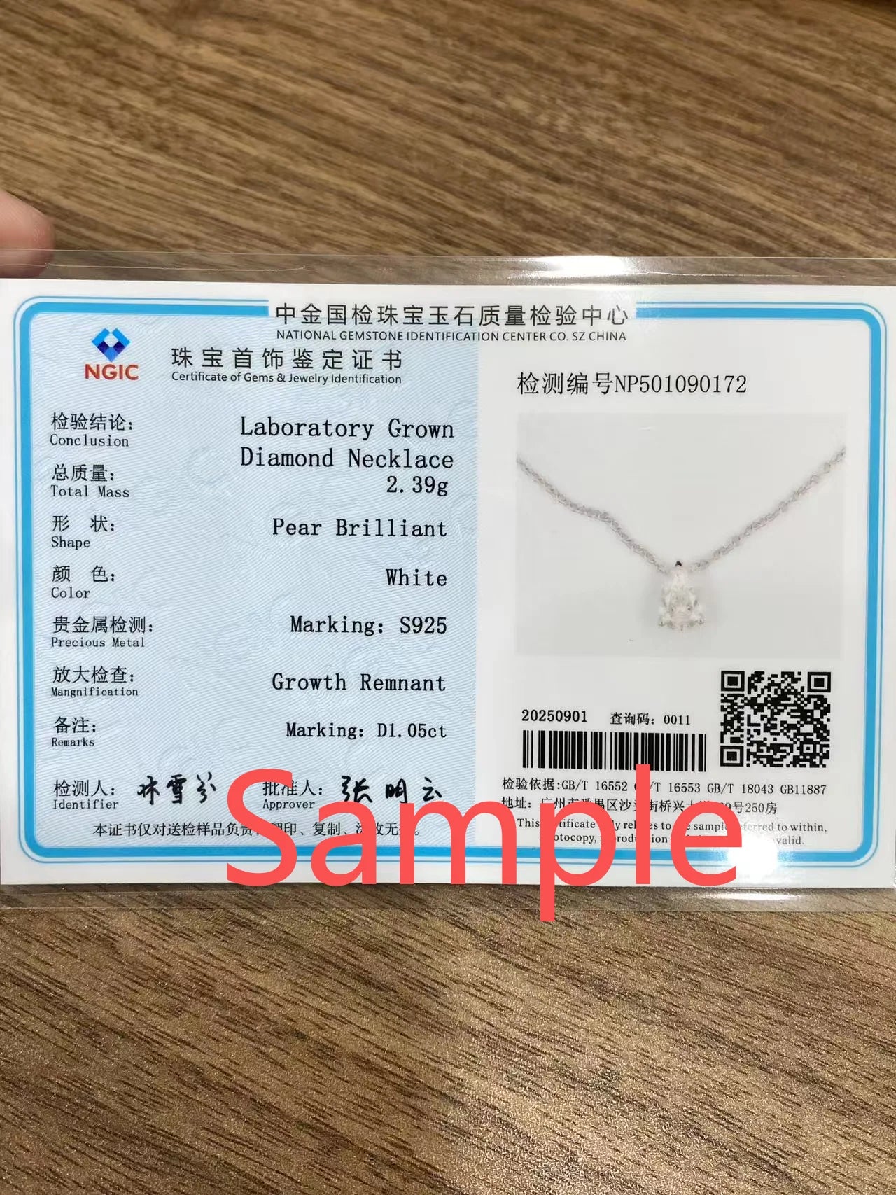 The Monarc: 1 CT Pear Cut Lab Diamond Solitaire Pendant