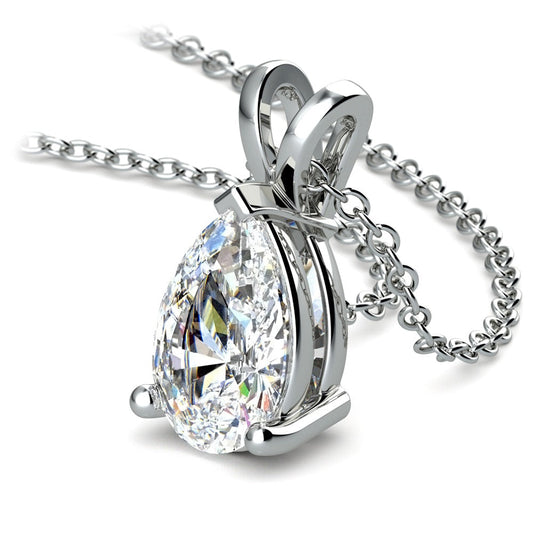 Luminous 2ct Pear Lab Grown Diamond Necklace, 14K White Gold