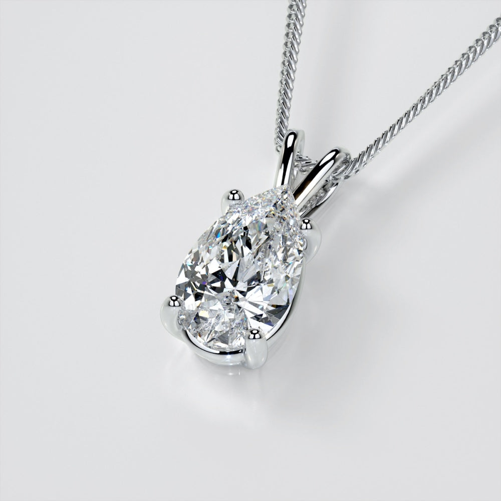 Luminous 2ct Pear Lab Diamond Necklace, 14K White Gold