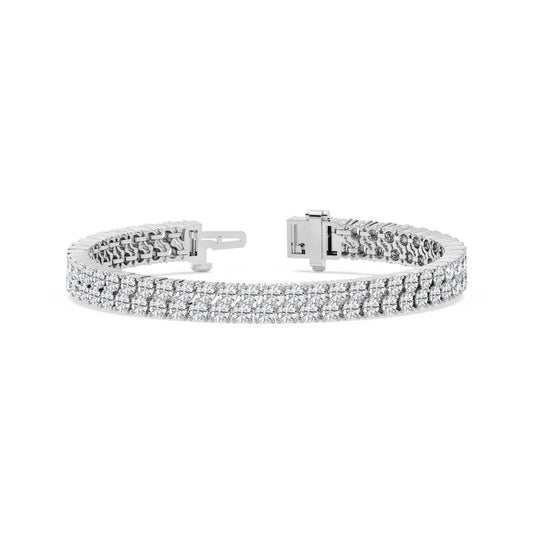 The Grand Duet: 10.00 CTW AGI Certified Double-Row Tennis Bracelet