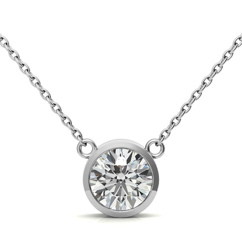 The Minimalist 2 CT Round Lab Diamond Bezel Necklace, 14K