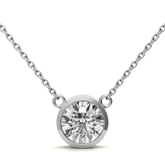 The Minimalist 2 CT Round Lab Grown Diamond Bezel Necklace, 14K