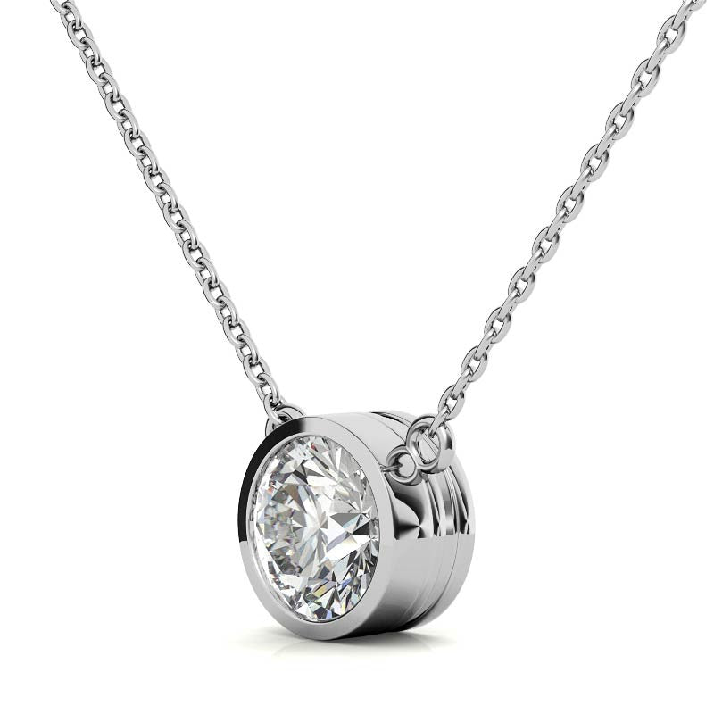 The Minimalist 2 CT Round Lab Diamond Bezel Necklace, 14K