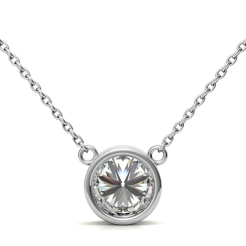 The Minimalist 2 CT Round Lab Diamond Bezel Necklace, 14K