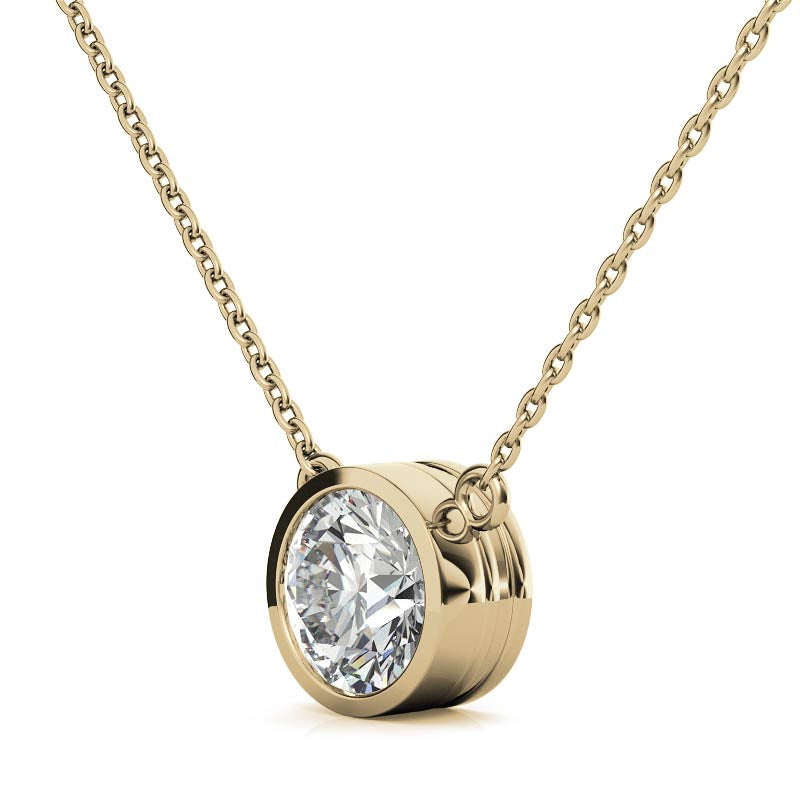 The Minimalist 2 CT Round Lab Diamond Bezel Necklace, 14K