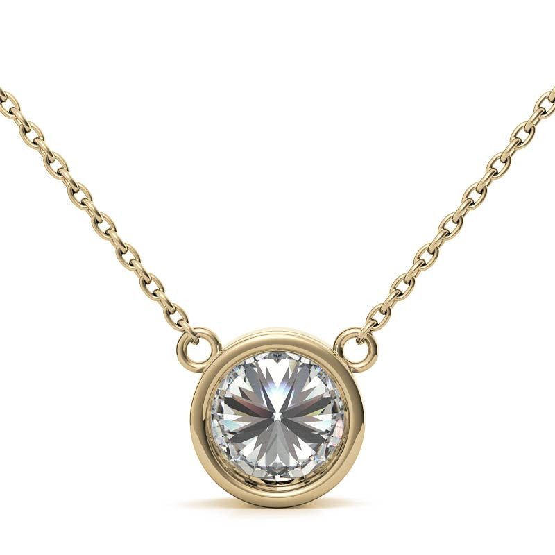 The Minimalist 2 CT Round Lab Diamond Bezel Necklace, 14K