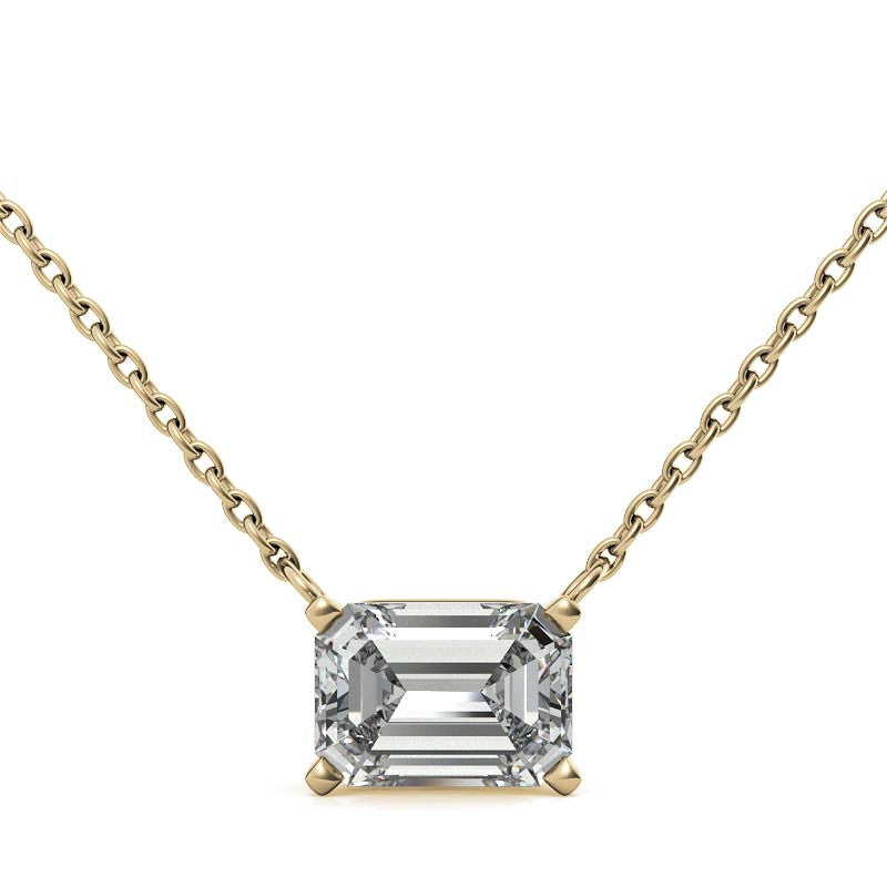 The Horizon 2ct Emerald Lab Diamond Necklace | 14K Gold