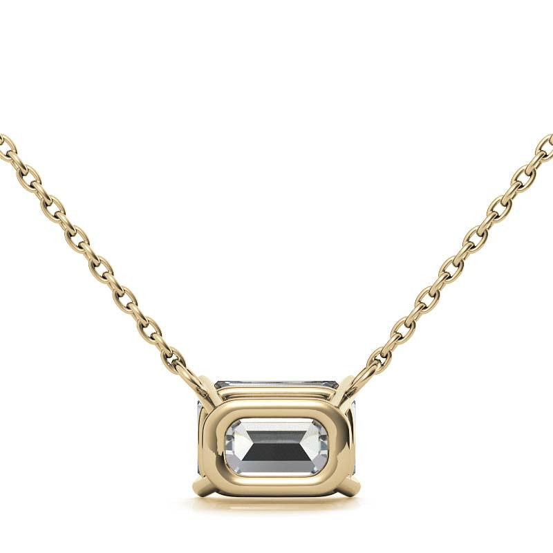 The Horizon 2ct Emerald Lab Diamond Necklace | 14K Gold