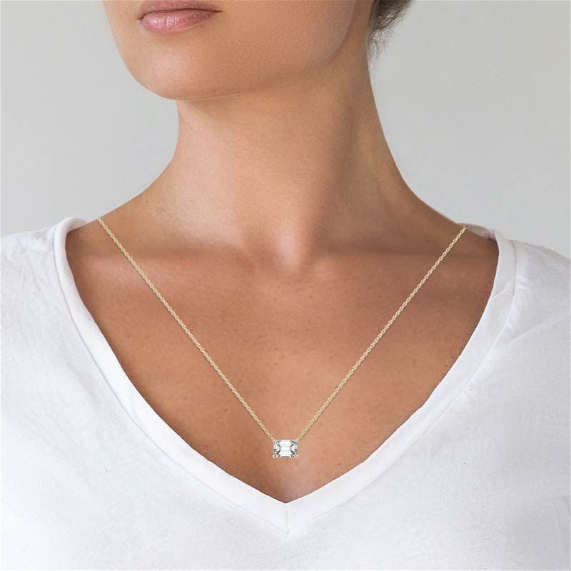 The Horizon 2ct Emerald Lab Diamond Necklace | 14K Gold
